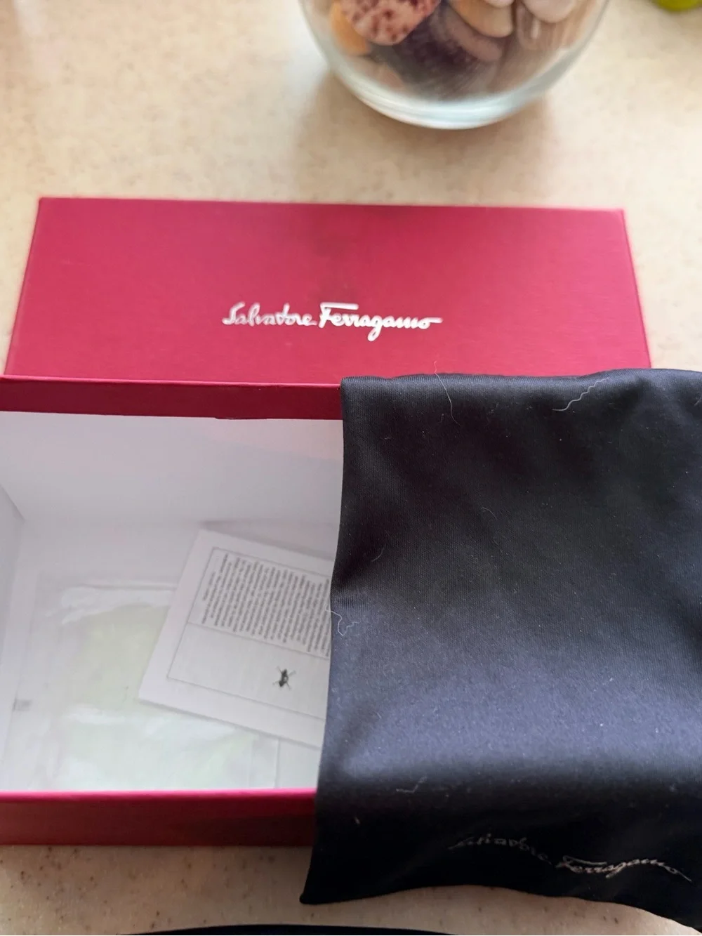 Salvatore Ferragamo Red Sunglasses Case with White Logo